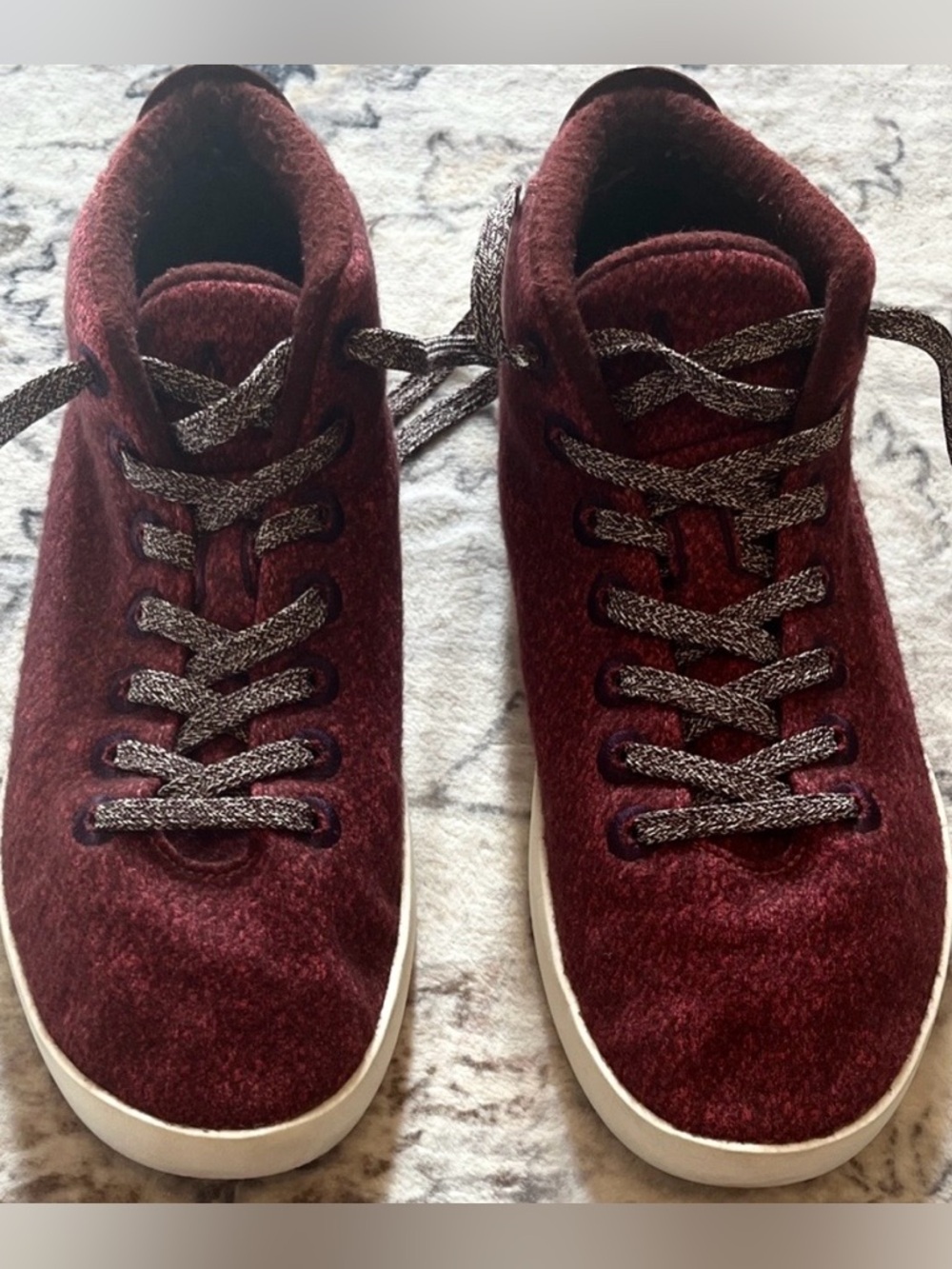 Allbirds Wool Pipers Mids Men’s Burgundy Sneakers Cozy Casual Shoes Size 9